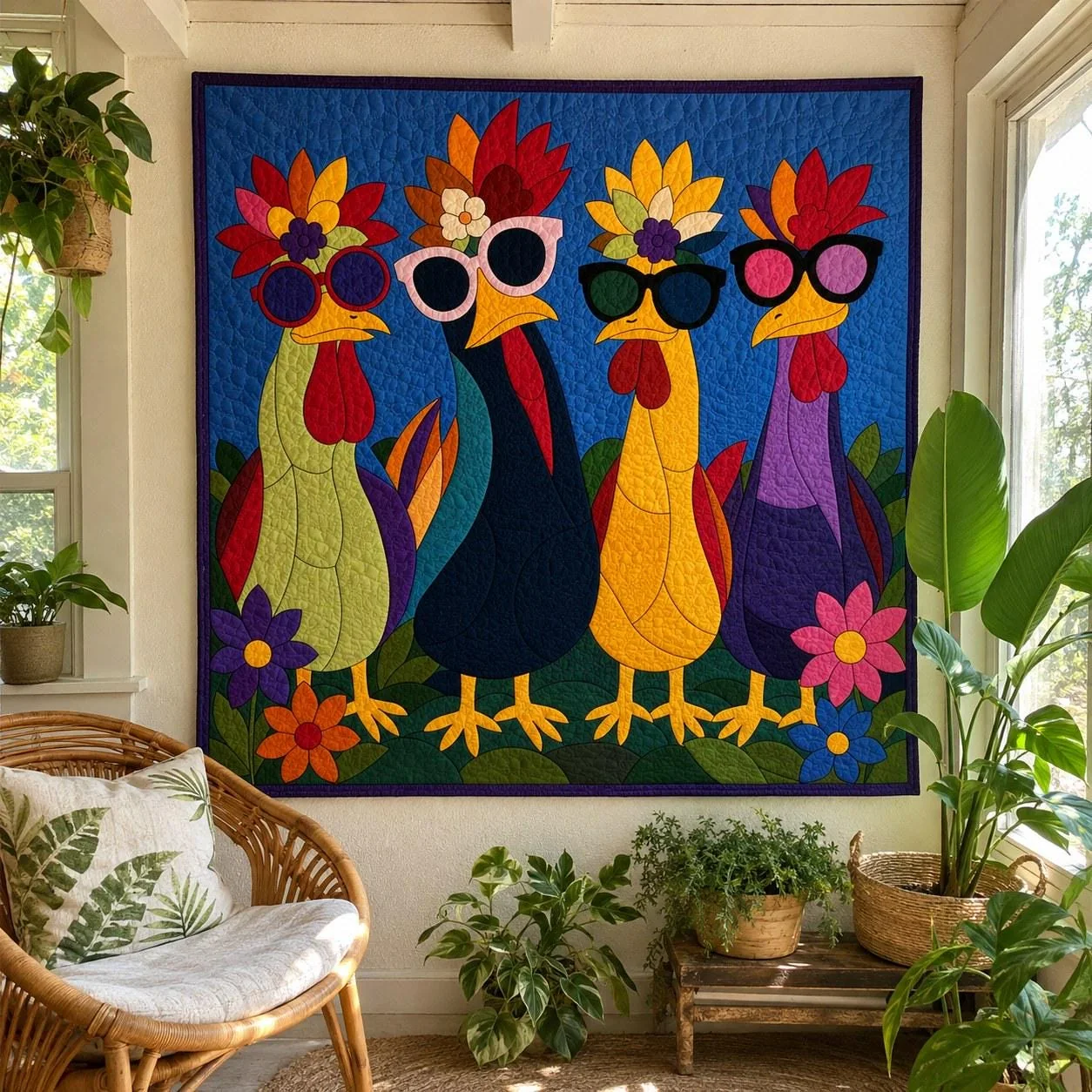 Chickens in Sunglasses quilt pattern